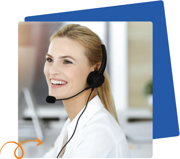 A call center agent wearing a headset, dedicated to delivering efficient service for emergency answering needs