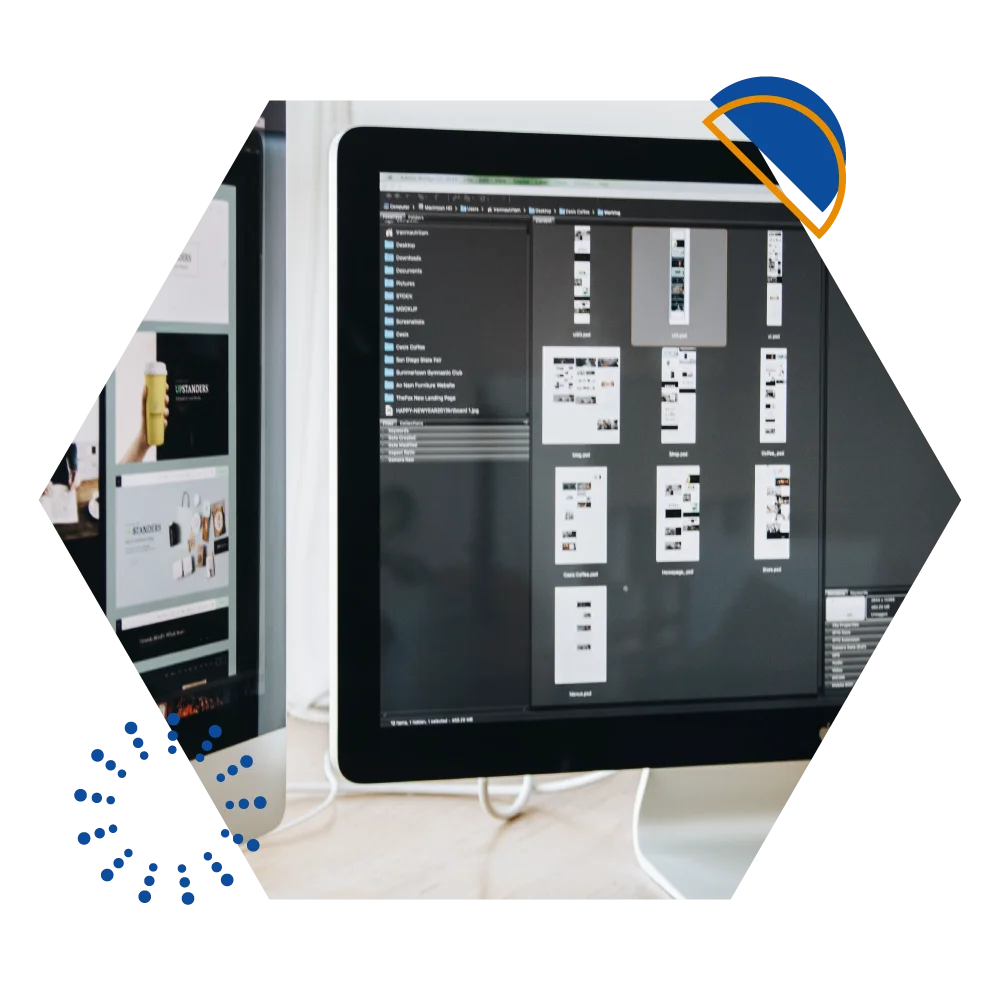 A computer screen displaying a website, highlighting web design and development elements