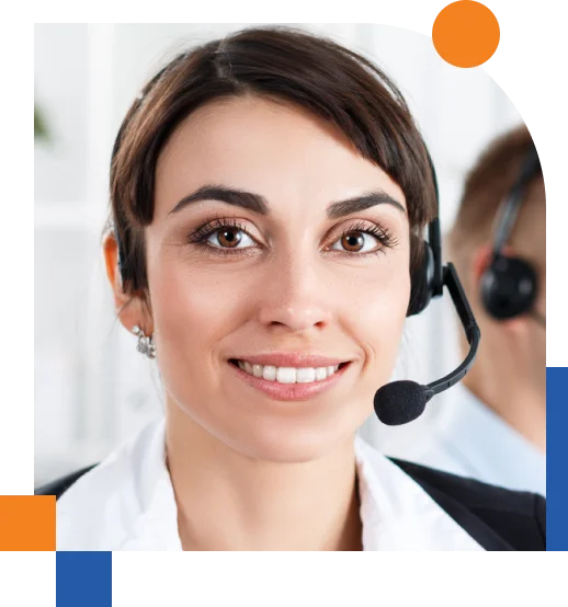 A professional customer service representative in a call center, focused on helping clients via phone communication