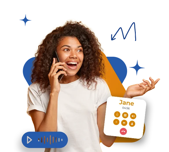 A woman engaged in a phone conversation, holding a phone in her hand, representing an after-hours answering service